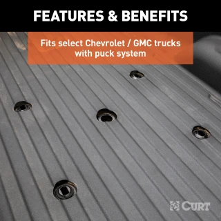 16024 - Puck 5th Wheel Legs, Select Silverado, Sierra HD, 8' Bed, 30K, Carbide Black Curt Fifth Wheel Base Kit for 2020 Chevy Silverado and GMC Sierra