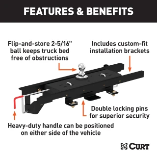 Curt E16 5th Wheel Trailer Hitch for Dodge Ram 1500, 16K capacity