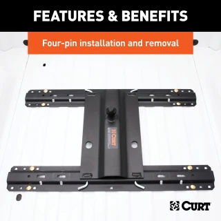 Curt 25K Gooseneck Trailer Hitch with Reese Outboard Rails for Ford F250 F350