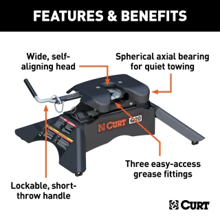 Curt Q20 Dual Jaw 5th Wheel Trailer Hitch for Ford F150 - 20K