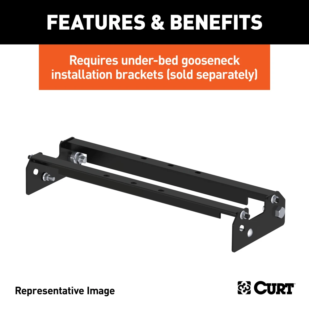 Curt underbed rail kit and gooseneck hitch plate for 2011-2019 Chevy Silverado GMC Sierra 2500HD 3500HD