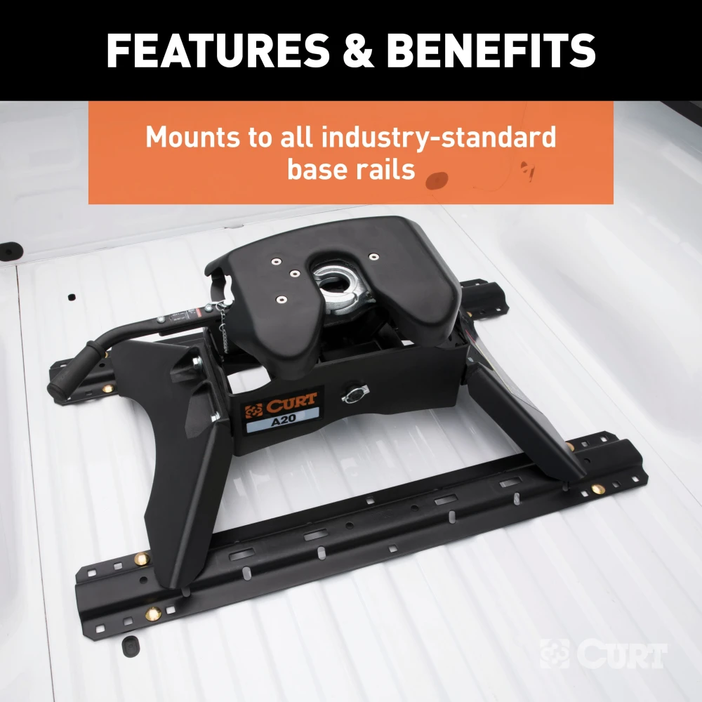 16424 - Custom 5th Wheel Brackets, Select Ford F-250, F-350, F-450 Super Duty Curt A20 5th Wheel Hitch for Ford trucks, 20K towing capacity