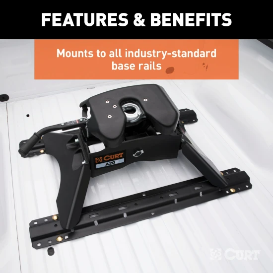 16424 - Custom 5th Wheel Brackets, Select Ford F-250, F-350, F-450 Super Duty Curt A20 5th Wheel Hitch for Ford trucks, 20K towing capacity