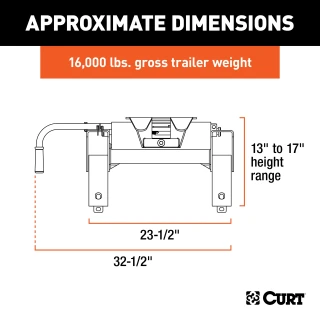 Curt E16 Slide Bar Jaw 5th Wheel Hitch for Toyota Tundra short bed with 16K towing capacity