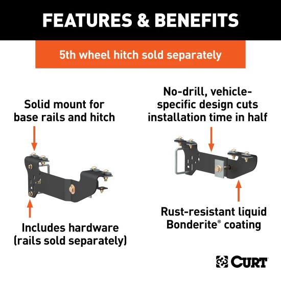 Curt base rail kit for Chevy Silverado & GMC Sierra, black