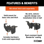 16419 - Custom 5th Wheel Brackets, Select Dodge Ram 1500 (Except Extended Crew Cab) Curt A16 Dual Jaw 5th Wheel Hitch for 2002-2008 Dodge Ram 1500