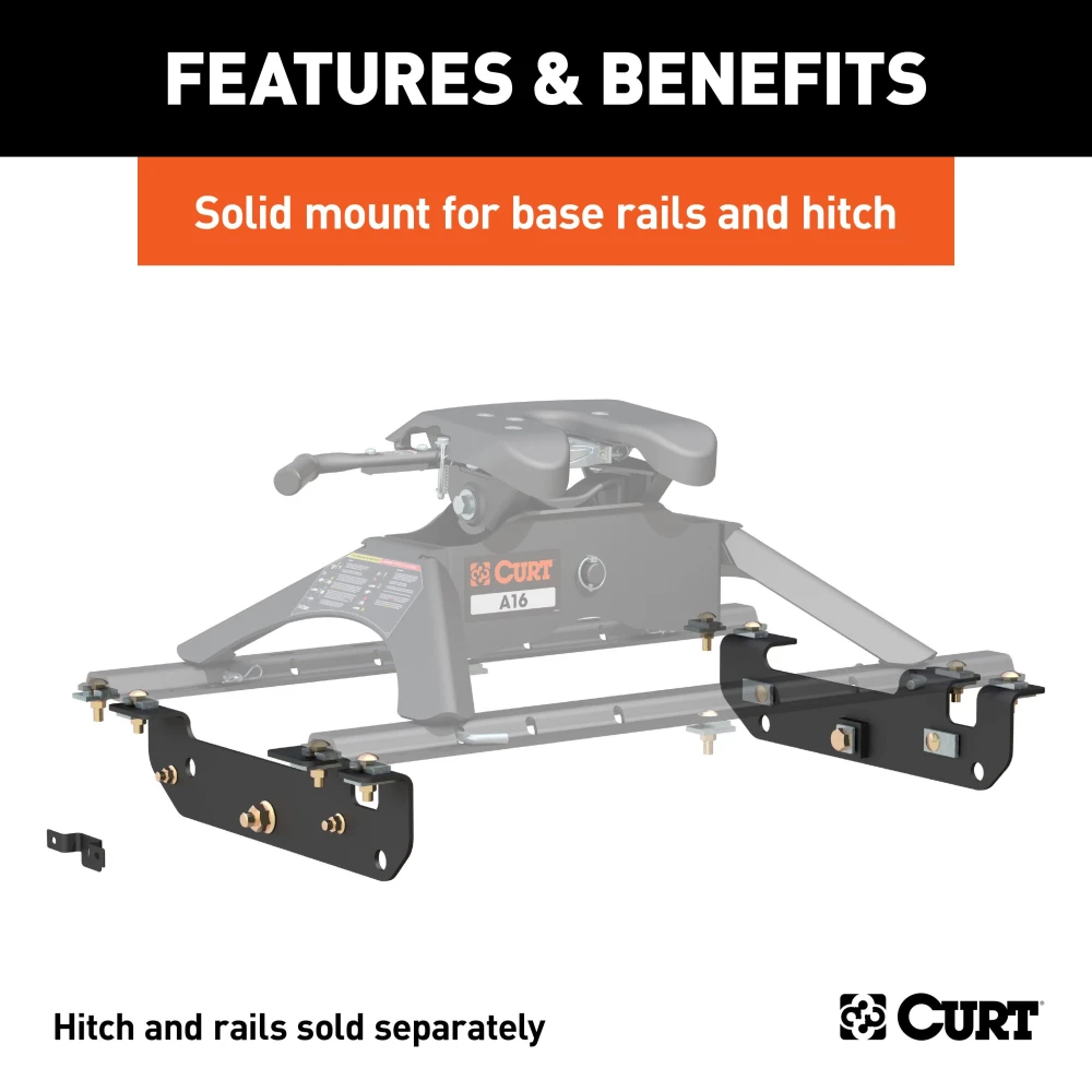 16424 - Custom 5th Wheel Brackets, Select Ford F-250, F-350, F-450 Super Duty Curt A20 5th Wheel Hitch for Ford trucks, 20K towing capacity