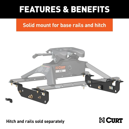 16424 - Custom 5th Wheel Brackets, Select Ford F-250, F-350, F-450 Super Duty Curt A20 5th Wheel Hitch for Ford trucks, 20K towing capacity