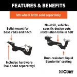 16432 - Custom 5th Wheel Brackets, Select Ford F-250, F-350, F-450 Super Duty Curt A25 Dual Jaw 5th Wheel Trailer Hitch for Ford Trucks