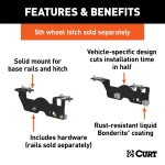 16911 - Custom 5th Wheel Brackets, Select Ford F-150 Curt 25K Gooseneck Trailer Hitch Bent Plate with Reese Rails for Ford