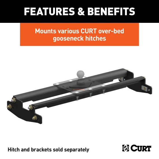 Curt underbed rail kit and gooseneck hitch plate for 2011-2019 Chevy Silverado GMC Sierra 2500HD 3500HD