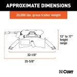 16424 - Custom 5th Wheel Brackets, Select Ford F-250, F-350, F-450 Super Duty Curt A20 5th Wheel Hitch for Ford trucks, 20K towing capacity