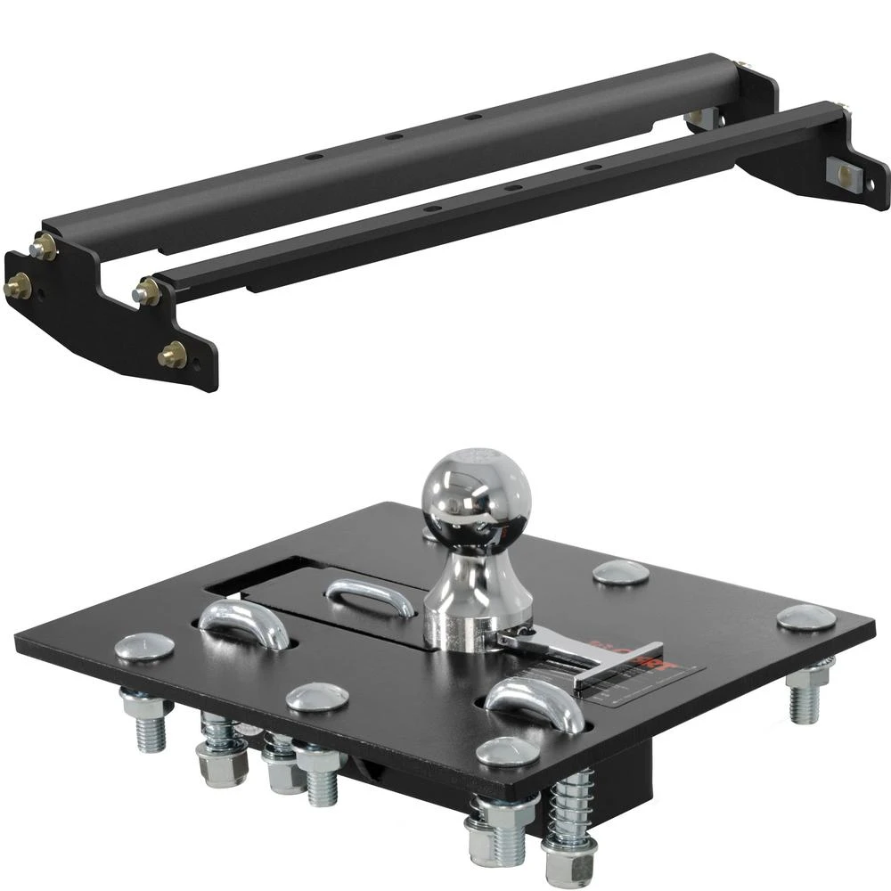 Curt underbed rail kit and gooseneck hitch plate for 2011-2019 Chevy Silverado GMC Sierra 2500HD 3500HD