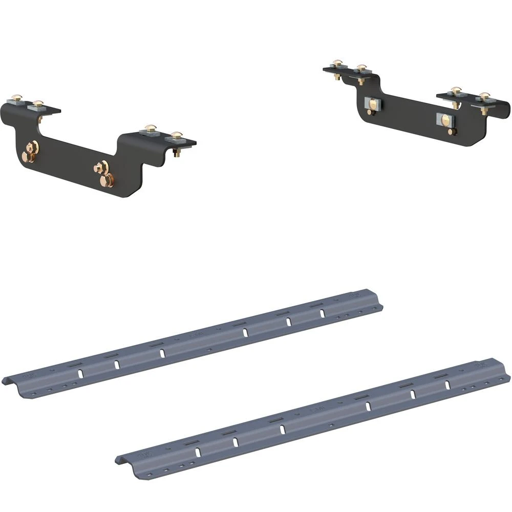 Curt Industry Standard Base Rail Kit with Quick Connect Brackets for Fifth Wheel & Gooseneck Hitches, Gray Finish, fits Chevy and GMC 2011-2019