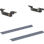 Curt Industry Standard Base Rail Kit with Quick Connect Brackets for Fifth Wheel & Gooseneck Hitches, Gray Finish, fits Chevy and GMC 2011-2019