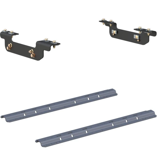 Curt Industry Standard Base Rail Kit with Quick Connect Brackets for Fifth Wheel & Gooseneck Hitches, Gray Finish, fits Chevy and GMC 2011-2019
