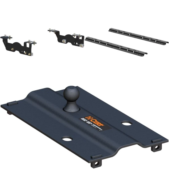 16911 - Custom 5th Wheel Brackets, Select Ford F-150 Curt 25K Gooseneck Trailer Hitch Bent Plate with Reese Rails for Ford