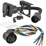 For 2022-2024 Ford F150 Tow Package Camp n' Field Trailer Hitch + Brake Controller Curt Assure 51160 Proportional Up To 4 Axles + 7 Way Trailer Wiring Plug & 2-5/16" ball 4 inch drop Fits Models w/ Factory Receiver w/ LED Tail back sensors & 