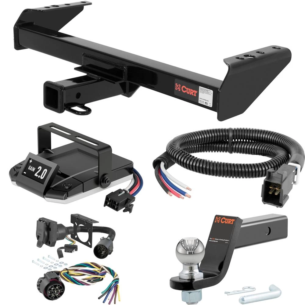 For 1975-1979 Ford F250 Tow Package Camp n' Field Trailer Hitch + Brake Controller Curt Assure 51160 Proportional Up To 4 Axles + 7 Way Trailer Wiring Plug & 2-5/16" ball 4 inch drop Fits Crew Cab Pickup Curt 13028 2 inch Tow Receiver