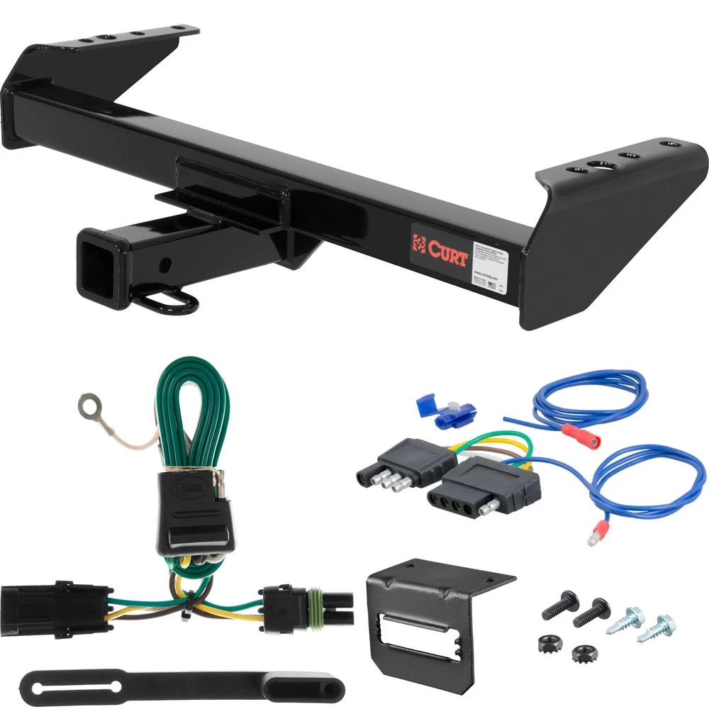For 1985-1987 Chevy C/K Pickup Trailer Hitch + Wiring 5 Pin Fits 8 Foot Bed w/ Standard Bumper Curt 13028 2 inch Tow Receiver
