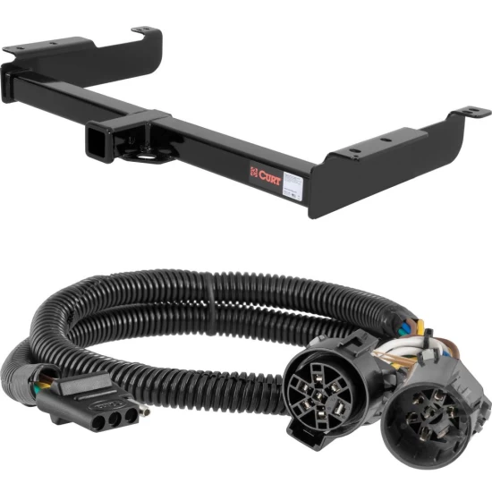 For 2003-2024 Chevy Express 2500 Trailer Hitch + Wiring 4 Pin Fits Models w/ Existing USCAR 7-way Curt 13040 55384 2 inch Tow Receiver