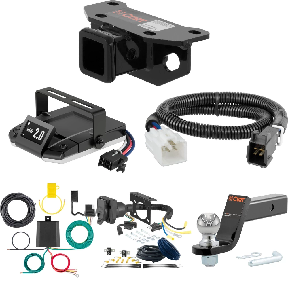 For 2010-2023 Lexus GX460 Tow Package Camp n' Field Trailer Hitch + Brake Controller Curt Assure 51160 Proportional Up To 4 Axles + 7 Way Trailer Wiring Plug & 2-5/16" ball 4 inch drop Fits All Models Curt 13043 2 inch Tow Receiver