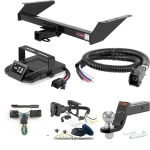 For 2005-2007 Jeep Liberty Tow Package Camp n' Field Trailer Hitch + Brake Controller Curt Assure 51160 Proportional Up To 4 Axles + 7 Way Trailer Wiring Plug & 2-5/16" ball 4 inch drop Fits w/ Tow Prep Package Curt 13044 2 inch Tow Receiver