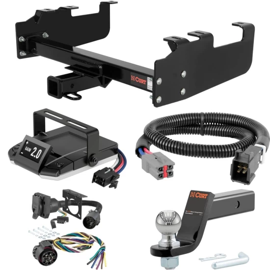 For 1992-1993 Ford F150 Tow Package Camp n' Field Trailer Hitch + Brake Controller Curt Assure 51160 Proportional Up To 4 Axles + 7 Way Trailer Wiring Plug & 2-5/16" ball 4 inch drop Fits w/ 10" Step Bumper Curt 13099 2 inch Tow Receiver
