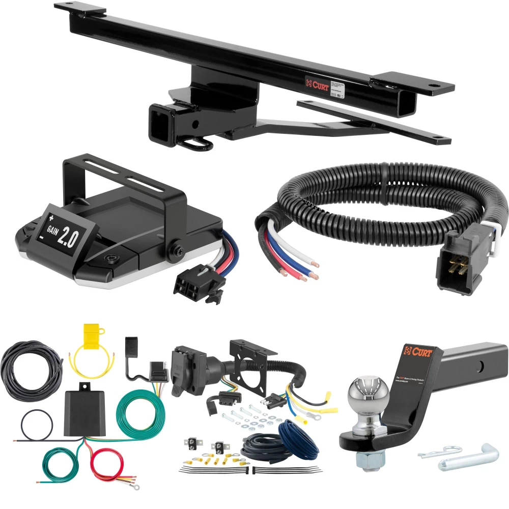 For 2010-2012 Mercedes R350 Tow Package Camp n' Field Trailer Hitch + Brake Controller Curt Assure 51160 Proportional Up To 4 Axles + 7 Way Trailer Wiring Plug & 2-5/16" ball 4 inch drop Fits All Including BlueTEC Curt 13103 2 inch Tow Receiver