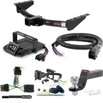 For 2000 GMC Yukon Tow Package Camp n' Field Trailer Hitch + Brake Controller Curt Assure 51160 Proportional Up To 4 Axles + 7 Way Trailer Wiring Plug & 2-5/16" ball 4 inch drop Fits Denali - Old Body Style Curt 13121 2 inch Tow Receiver