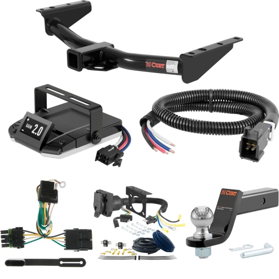 For 2000 GMC Yukon Tow Package Camp n' Field Trailer Hitch + Brake Controller Curt Assure 51160 Proportional Up To 4 Axles + 7 Way Trailer Wiring Plug & 2-5/16" ball 4 inch drop Fits Denali - Old Body Style Curt 13121 2 inch Tow Receiver