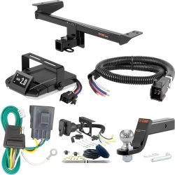 For 12-19 Land Rover Range Rover Evoque Tow Package Camp n' Field Trailer Hitch + Brake Controller Curt Assure 51160 Proportional Up To 4 Axles + 7 Way Trailer Wiring Plug & 2-5/16" ball 4 inch drop Curt 13128 2 inch Tow Receiver