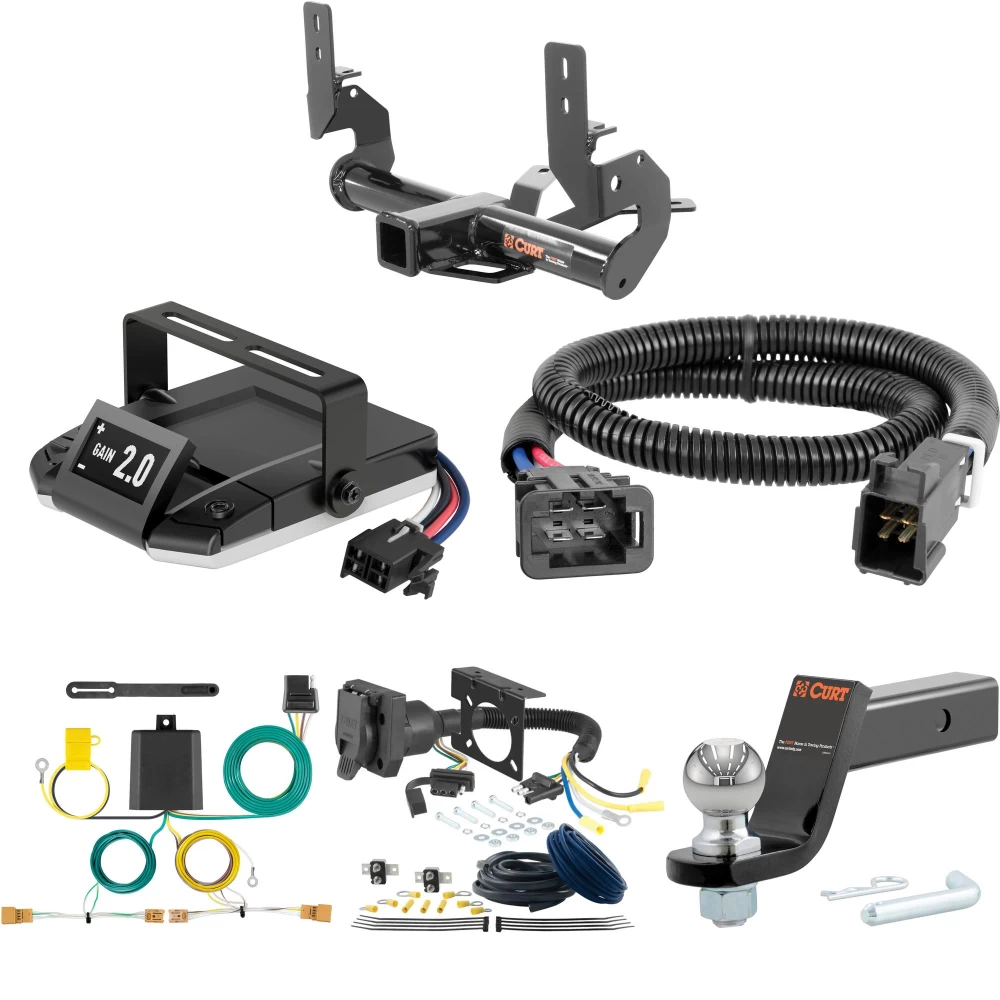 For 2013-2017 Audi Q5 Tow Package Camp n' Field Trailer Hitch + Brake Controller Curt Assure 51160 Proportional Up To 4 Axles + 7 Way Trailer Wiring Plug & 2-5/16" ball 4 inch drop Except Hybrid Curt 13136 2 inch Tow Receiver