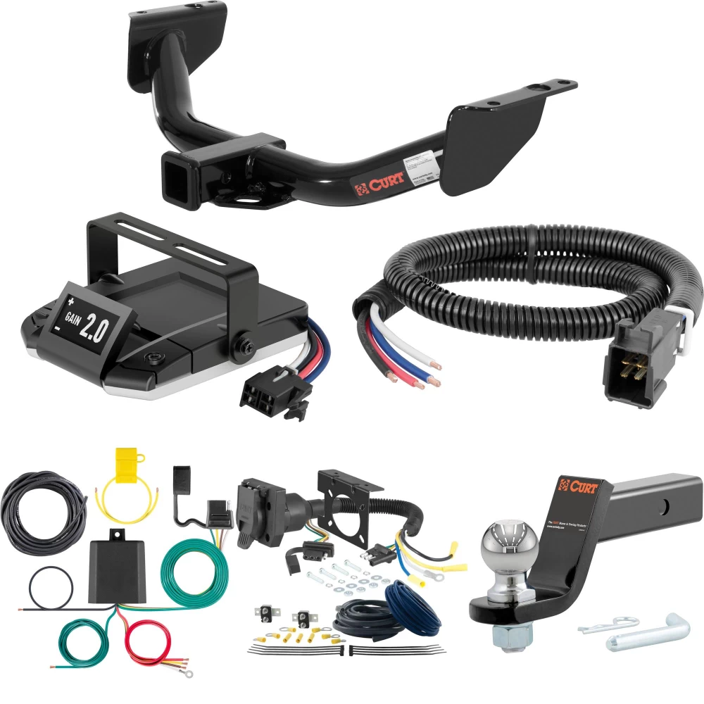 For 2009 Mazda B4000 Tow Package Camp n' Field Trailer Hitch + Brake Controller Curt Assure 51160 Proportional Up To 4 Axles + 7 Way Trailer Wiring Plug & 2-5/16" ball 4 inch drop Fits All Models Curt 13138 2 inch Tow Receiver