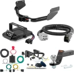 For 2014-2024 Dodge Durango Tow Package Camp n' Field Trailer Hitch + Brake Controller Curt Assure 51160 Proportional Up To 4 Axles + 7 Way Trailer Wiring Plug & 2-5/16" ball 4 inch drop Except SRT Curt 13182 2 inch Tow Receiver