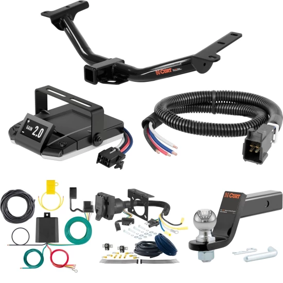For 2011-2020 Dodge Journey Tow Package Camp n' Field Trailer Hitch + Brake Controller Curt Assure 51160 Proportional Up To 4 Axles + 7 Way Trailer Wiring Plug & 2-5/16" ball 4 inch drop Fits Models w/o LED Taillights Curt 13201 2 inch Tow Receiv