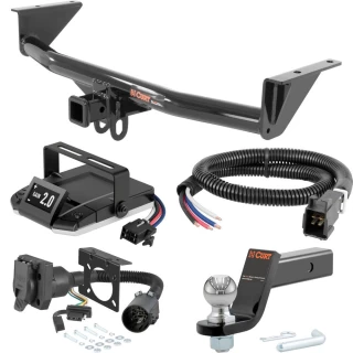 For 2015-2022 Chevy Colorado Tow Package Camp n' Field Trailer Hitch + Brake Controller Curt Assure 51160 Proportional Up To 4 Axles + 7 Way Trailer Wiring Plug & 2-5/16" ball 4 inch drop Fits Models w/ Existing USCAR 7-way Curt 13203 2 inch Tow 