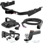 For 2007-2010 Chevy Silverado 3500 HD Tow Package Camp n' Field Trailer Hitch + Brake Controller Curt Assure 51160 Proportional Up To 4 Axles + 7 Way Trailer Wiring Plug & 2-5/16" ball 4 inch drop Except Tommy Gate lift or cab & chassis Excep