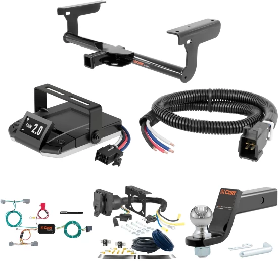 For 2021-2024 Volvo XC90 Tow Package Camp n' Field Trailer Hitch + Brake Controller Curt Assure 51160 Proportional Up To 4 Axles + 7 Way Trailer Wiring Plug & 2-5/16" ball 4 inch drop Fits Recharge Curt 13233 2 inch Tow Receiver