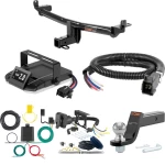 For 2015-2018 Audi Q3 Tow Package Camp n' Field Trailer Hitch + Brake Controller Curt Assure 51160 Proportional Up To 4 Axles + 7 Way Trailer Wiring Plug & 2-5/16" ball 4 inch drop Fits All Models Curt 13238 2 inch Tow Receiver