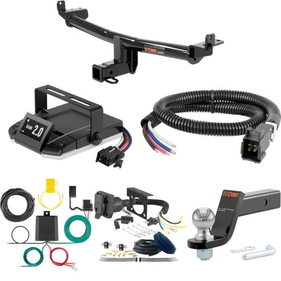 For 2015-2018 Audi Q3 Tow Package Camp n' Field Trailer Hitch + Brake Controller Curt Assure 51160 Proportional Up To 4 Axles + 7 Way Trailer Wiring Plug & 2-5/16" ball 4 inch drop Fits All Models Curt 13238 2 inch Tow Receiver