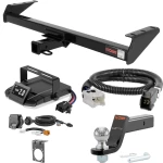 For 2005-2024 Nissan Frontier Tow Package Camp n' Field Trailer Hitch + Brake Controller Curt Assure 51160 Proportional Up To 4 Axles + 7 Way Trailer Wiring Plug & 2-5/16" ball 4 inch drop Fits All Models Curt 13241 2 inch Tow Receiver