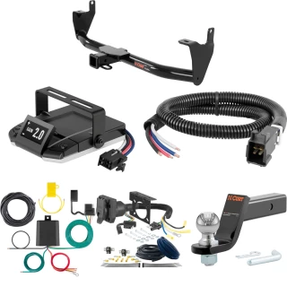 For 2019-2021 Fiat 500X Tow Package Camp n' Field Trailer Hitch + Brake Controller Curt Assure 51160 Proportional Up To 4 Axles + 7 Way Trailer Wiring Plug & 2-5/16" ball 4 inch drop Except Pop & Trekking models Curt 13271 2 inch Tow Receiver