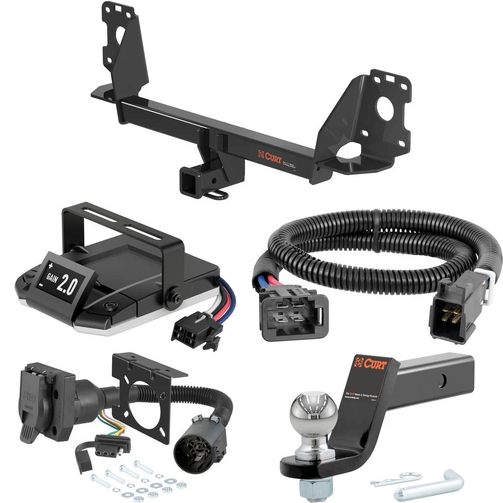For 2017-2025 Audi Q7 Tow Package Camp n' Field Trailer Hitch + Brake Controller Curt Assure 51160 Proportional Up To 4 Axles + 7 Way Trailer Wiring Plug & 2-5/16" ball 4 inch drop Fits Models w/ Existing USCAR 7-way Curt 13277 2 inch Tow Receive