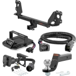 For 2017-2025 Audi Q7 Tow Package Camp n' Field Trailer Hitch + Brake Controller Curt Assure 51160 Proportional Up To 4 Axles + 7 Way Trailer Wiring Plug & 2-5/16" ball 4 inch drop Fits Models w/ Existing USCAR 7-way Curt 13277 2 inch Tow Receive