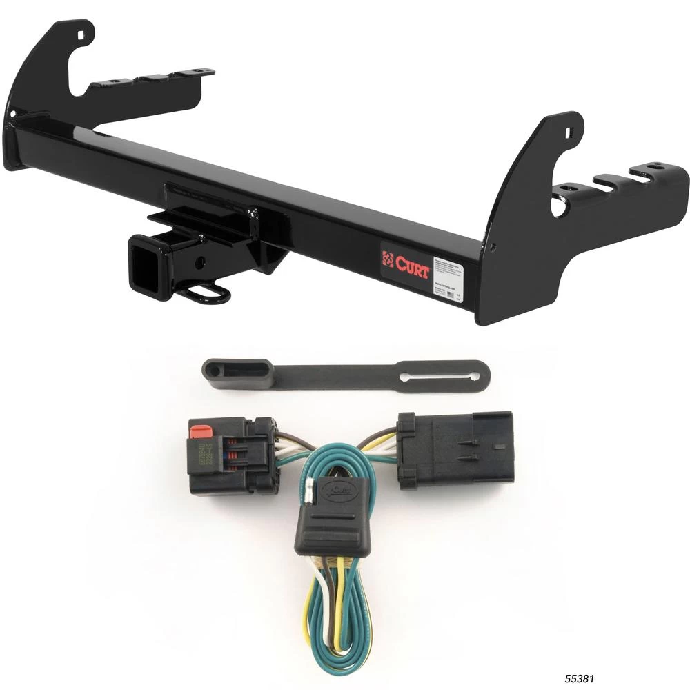 For 2000-2004 Dodge Dakota Trailer Hitch + Wiring 4 Pin Fits w/ Tow Prep Package Curt 13280 55381 2 inch Tow Receiver