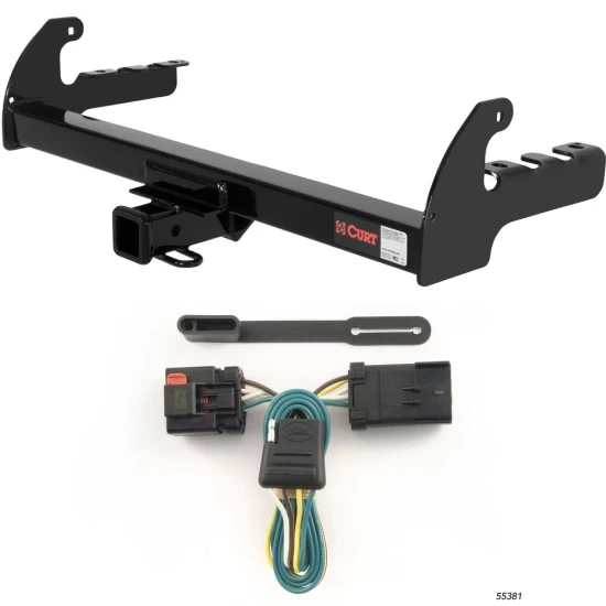 For 2000-2004 Dodge Dakota Trailer Hitch + Wiring 4 Pin Fits w/ Tow Prep Package Curt 13280 55381 2 inch Tow Receiver