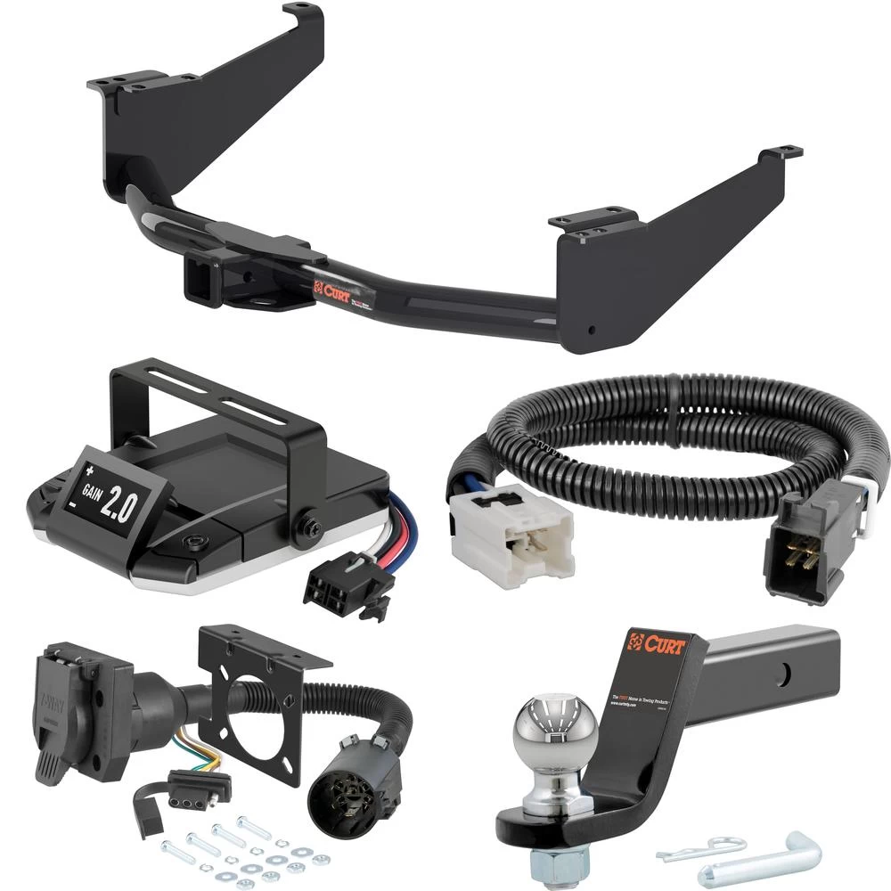 For 2017-2024 Nissan TITAN Tow Package Camp n' Field Trailer Hitch + Brake Controller Curt Assure 51160 Proportional Up To 4 Axles + 7 Way Trailer Wiring Plug & 2-5/16" ball 4 inch drop Fits Models w/ Existing USCAR 7-way Curt 13304 2 inch Tow Re