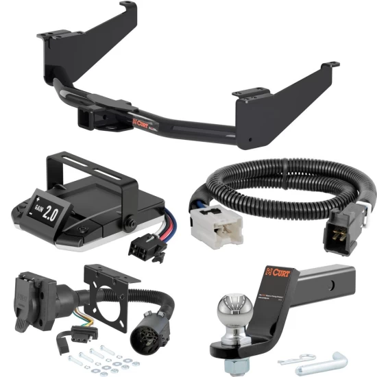 For 2017-2024 Nissan TITAN Tow Package Camp n' Field Trailer Hitch + Brake Controller Curt Assure 51160 Proportional Up To 4 Axles + 7 Way Trailer Wiring Plug & 2-5/16" ball 4 inch drop Fits Models w/ Existing USCAR 7-way Curt 13304 2 inch Tow Re