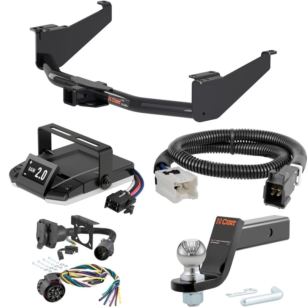 For 2017-2024 Nissan TITAN Tow Package Camp n' Field Trailer Hitch + Brake Controller Curt Assure 51160 Proportional Up To 4 Axles + 7 Way Trailer Wiring Plug & 2-5/16" ball 4 inch drop Fits All Models Curt 13304 2 inch Tow Receiver
